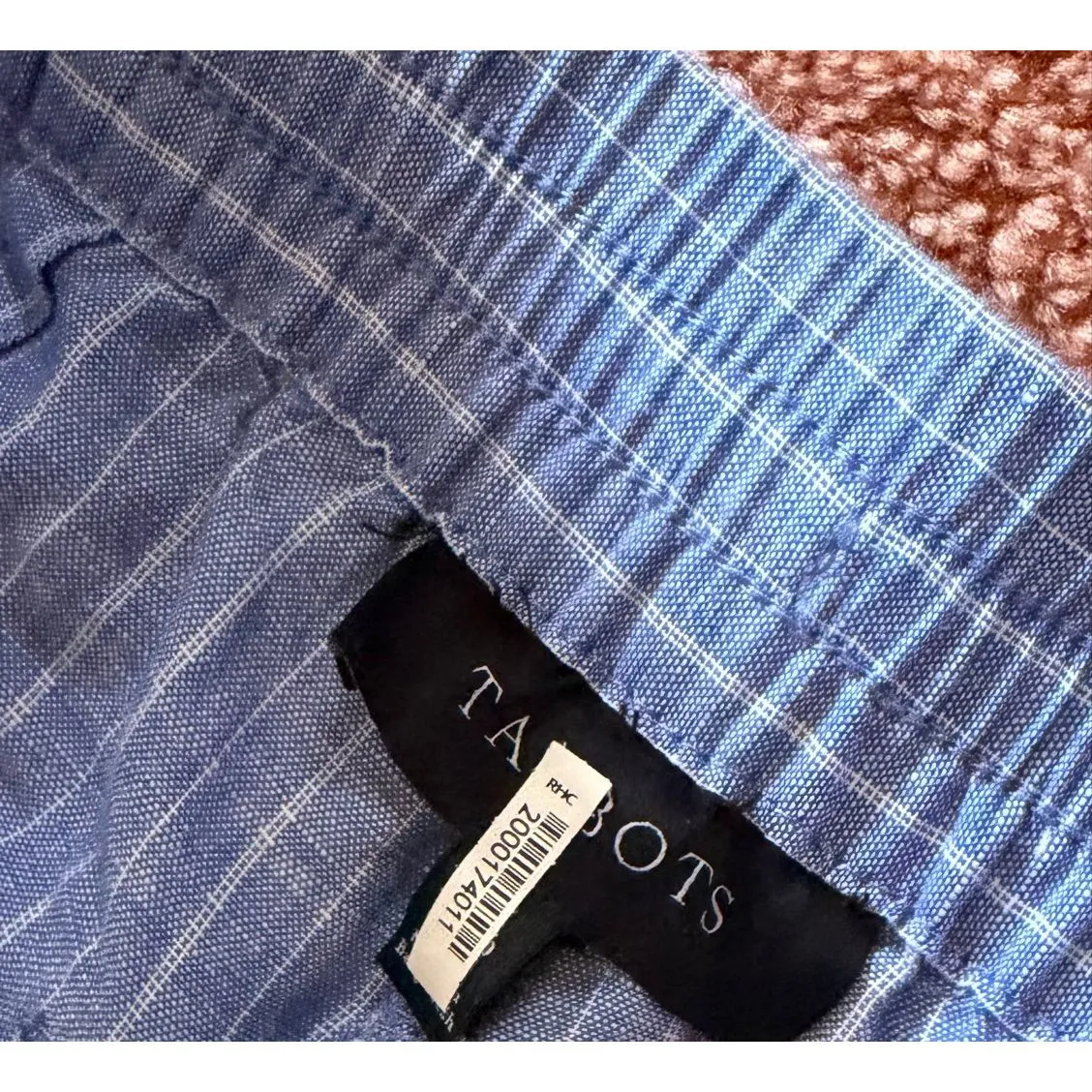 NWOT Talbots Blue Pinstripe Linen Blend Drawstring Crop Pants Size L - Image 3