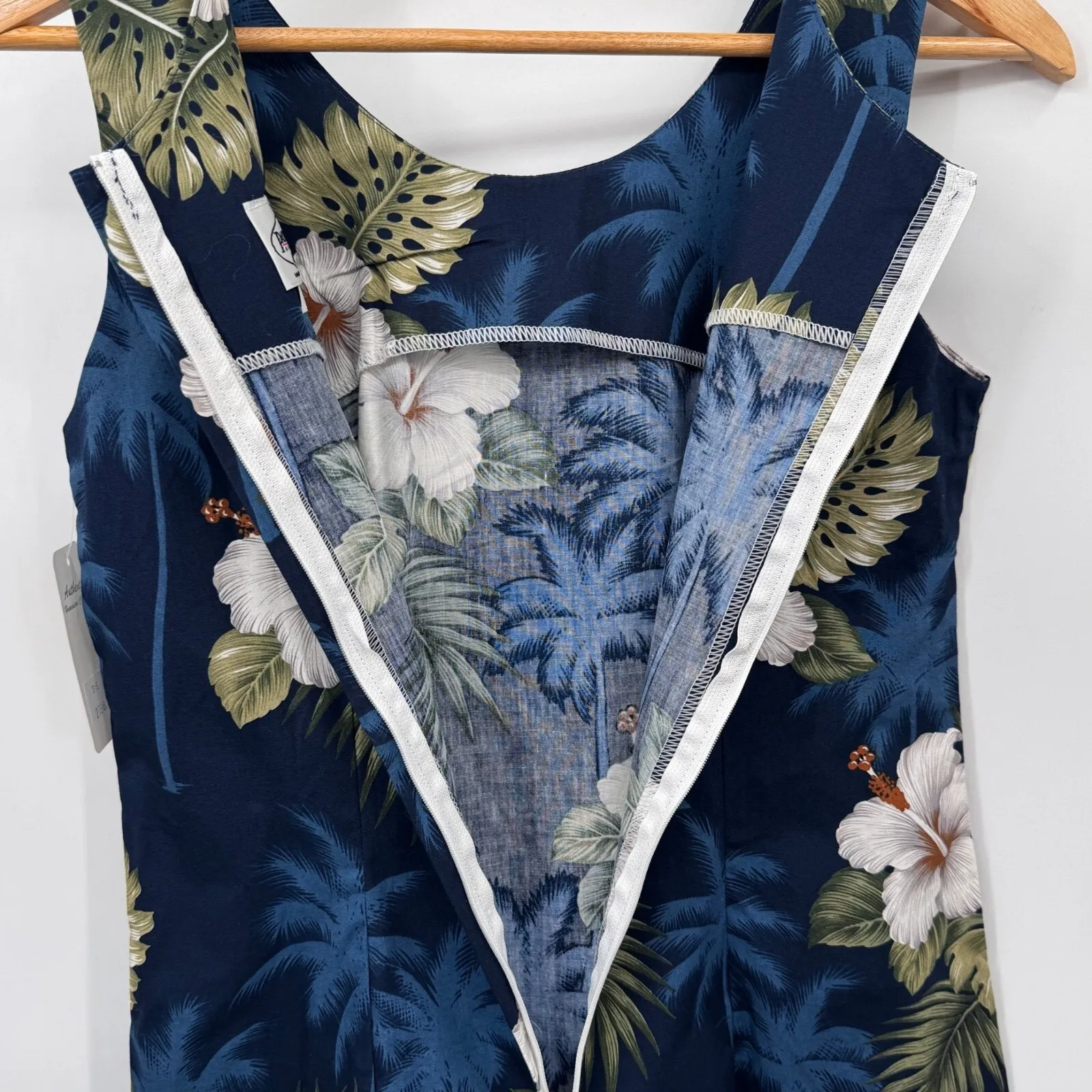 Vintage Pacific Legend Hawaiian Dress Womens Small Blue Cotton Hibiscus‎ NEW - Image 6