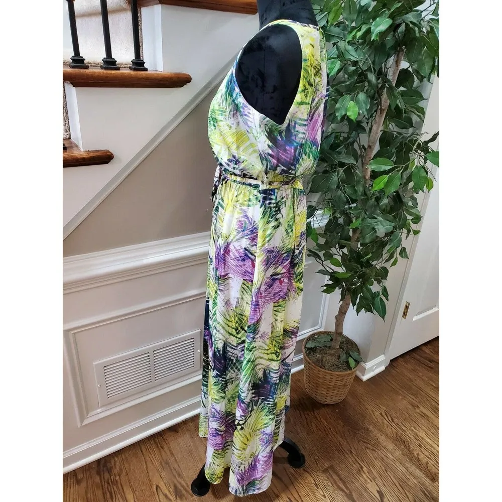 Jennifer Lopez Women's Multicolor Polyester Round Neck Sleeveless Maxi Dress M - Image 7