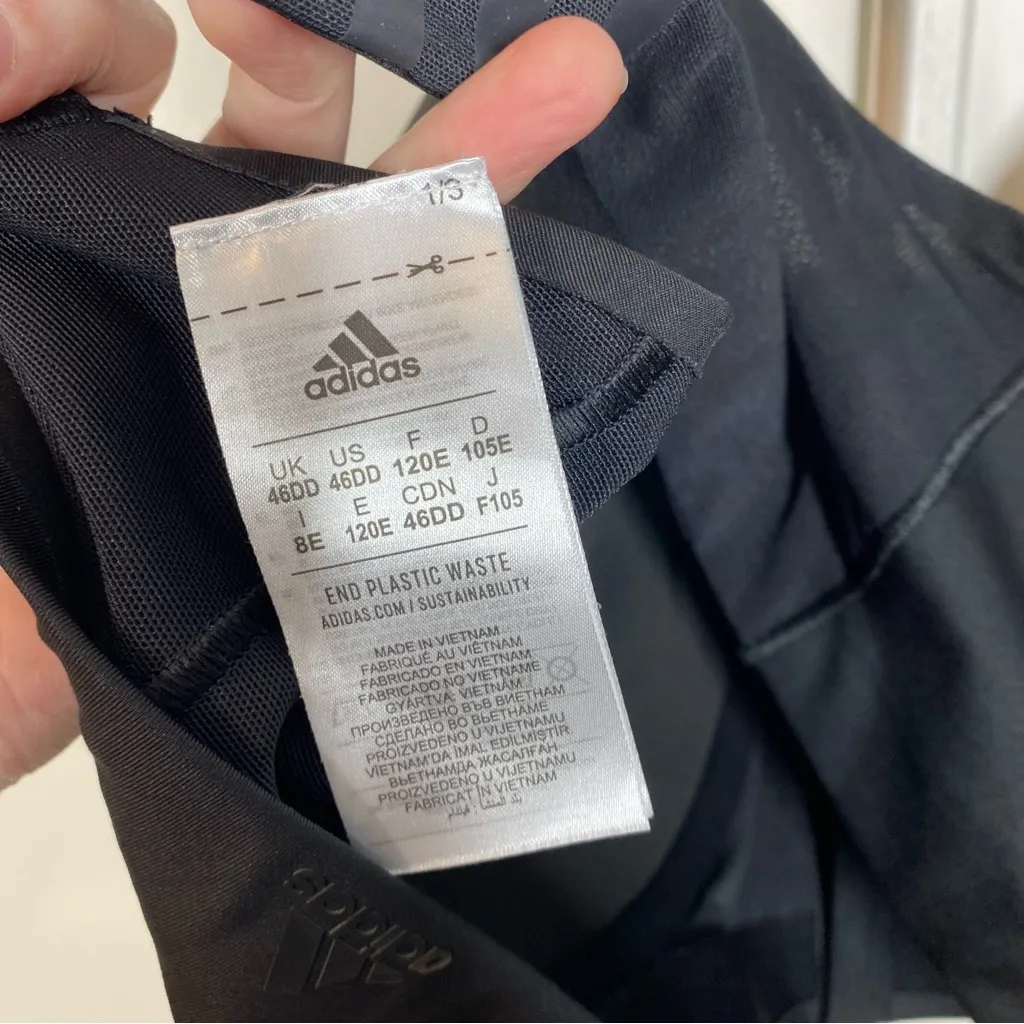 Adidas TLRD Impact Training High-Support Bra Plus Black Luxe Zip 46DD‎ - Image 4