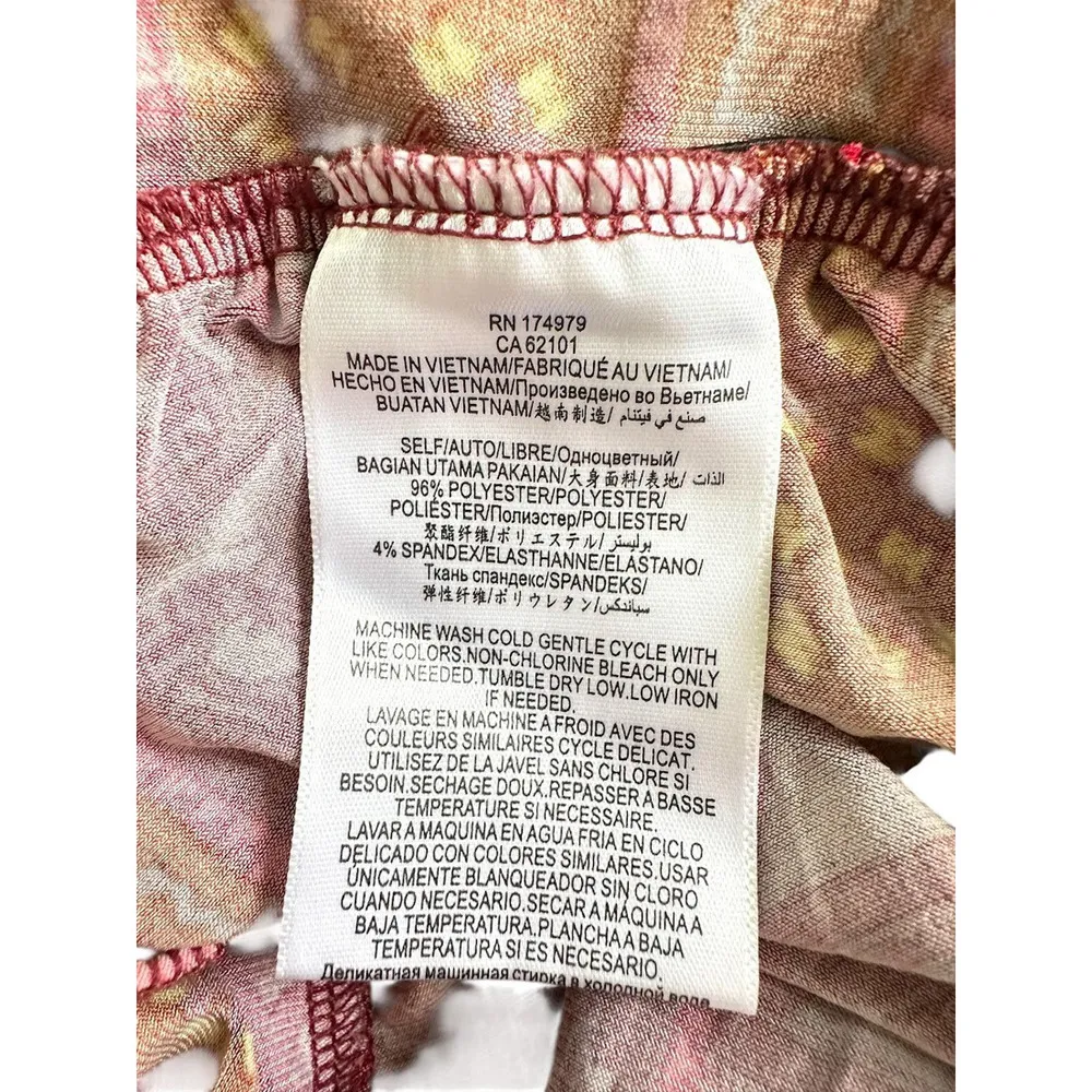 BCBGeneration Jumpsuit Womens Medium Orange Red Boho Beach Festival Geometric - Image 12