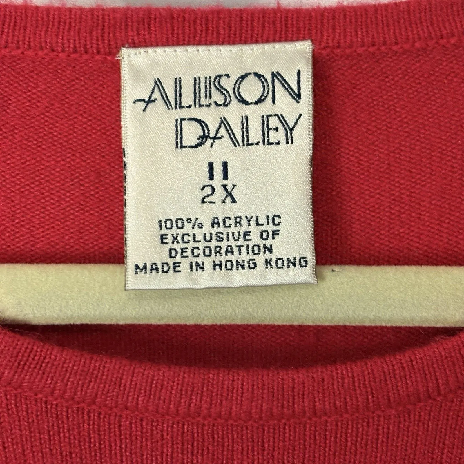 Vintage Allison Daley Red Crewneck Sweater 2X winter holiday dressy office party - Image 3