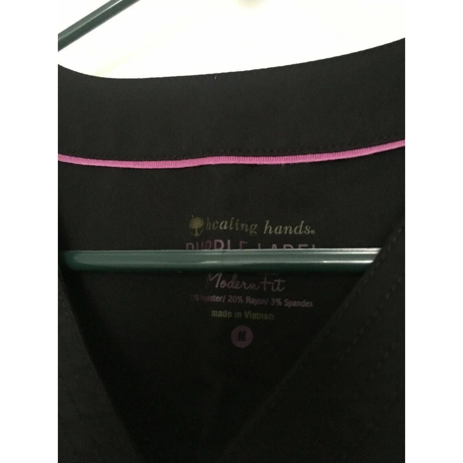 Purple Label Yoga by Healing Hands Scrub Top Womens Black Medium Shirt - Image 5