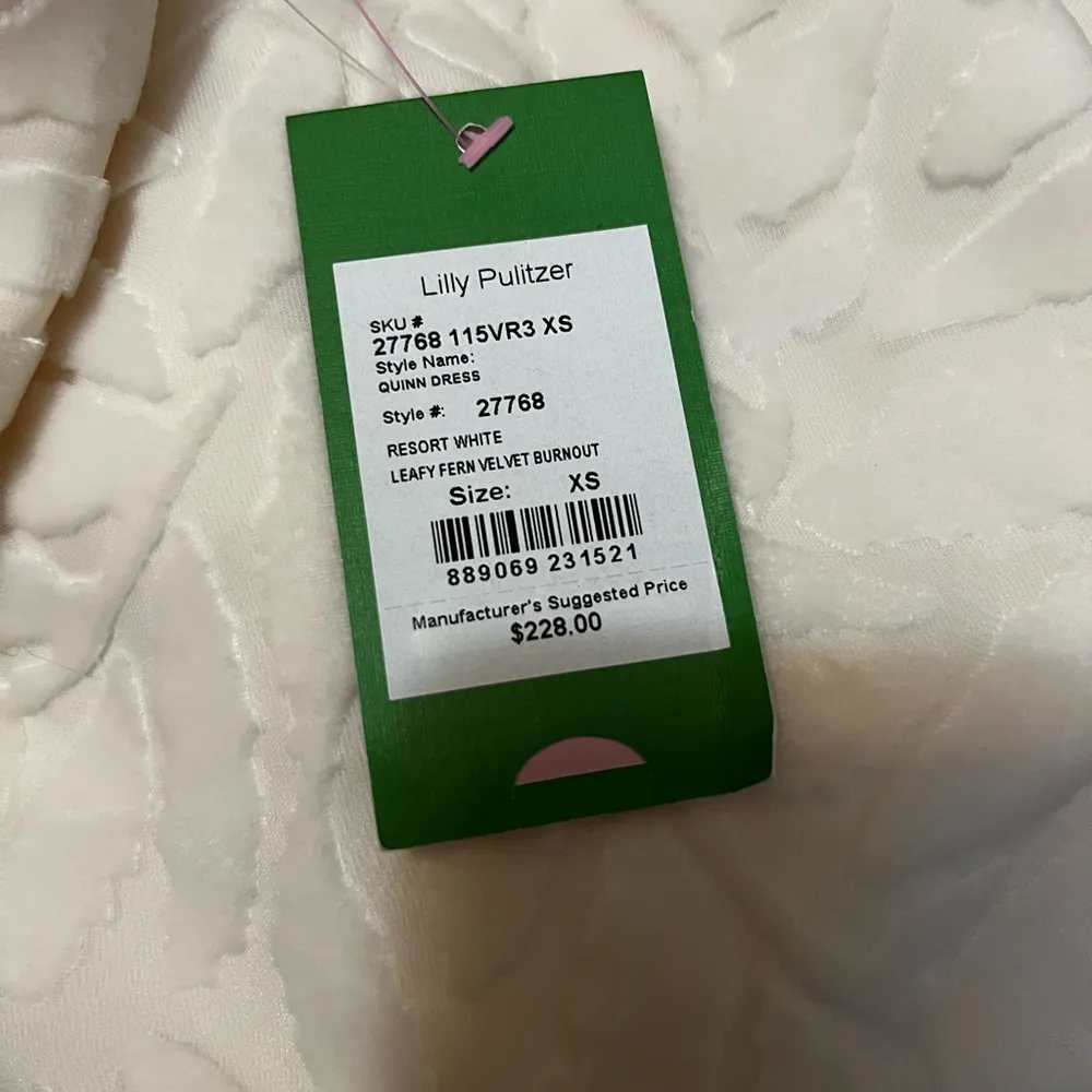 Lily Pulitzer leafy fern velvet burnout Quinn dress in resort white - Image 3