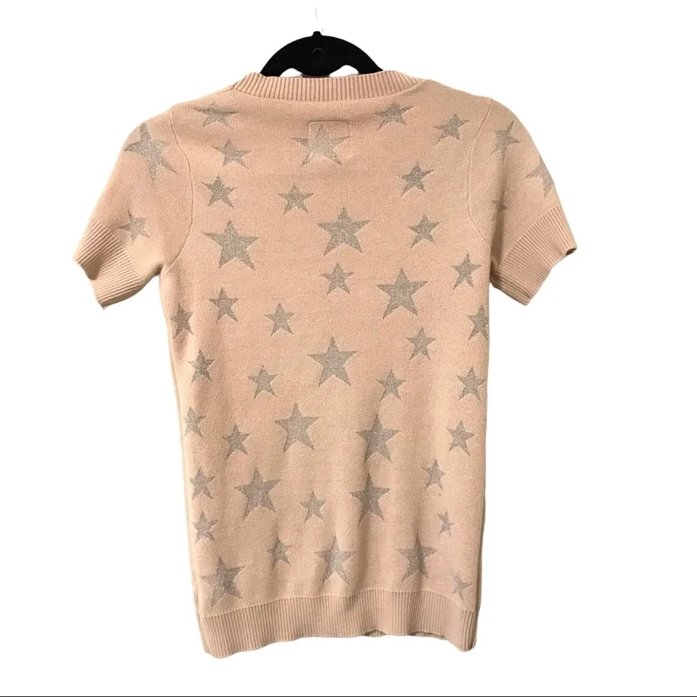 Chaser Pink Star Sweater S short sleeve pink silver stars pastel celestial - Image 2