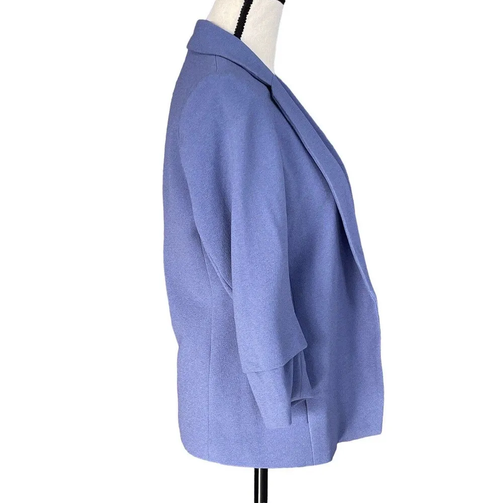 Bar III Small Blazer Jacket Open Front 3/4 Sleeve Lined Pockets Collared Blue - Image 3
