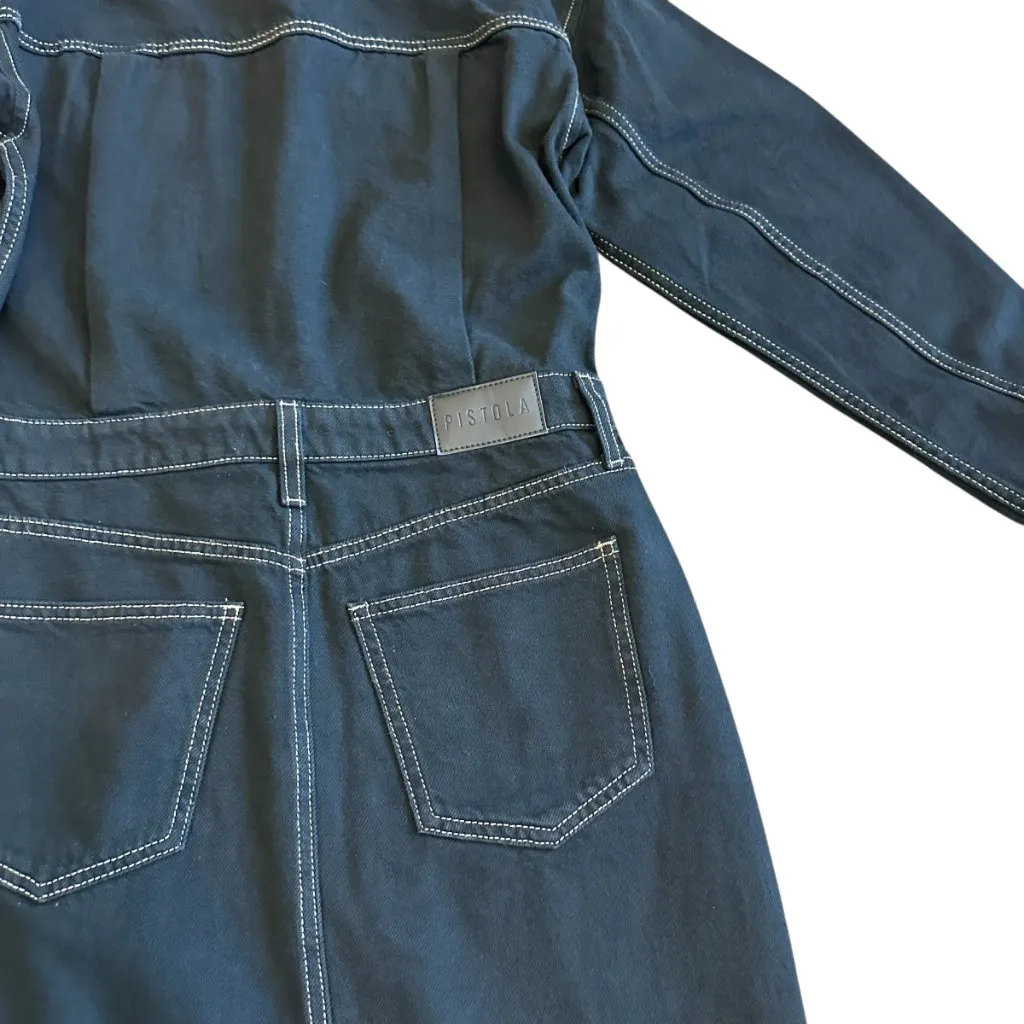 Pistola Amira Denim Midi Dress Vioght Black High Slit Long Sleeve Size Small NWT - Image 11