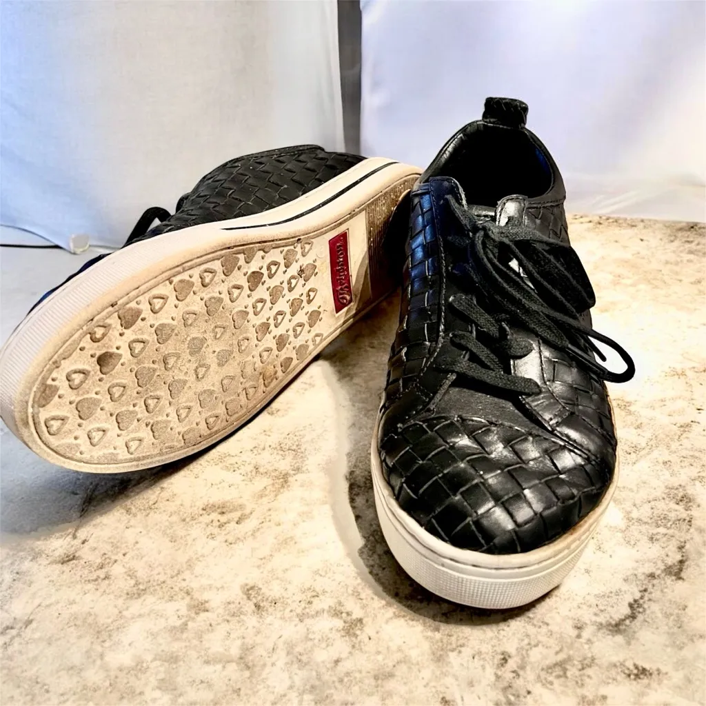 Brighton Ferrara Monte Sneakers Black Woven Leather Sz 9M Ret $235 Padded Comfy - Image 8