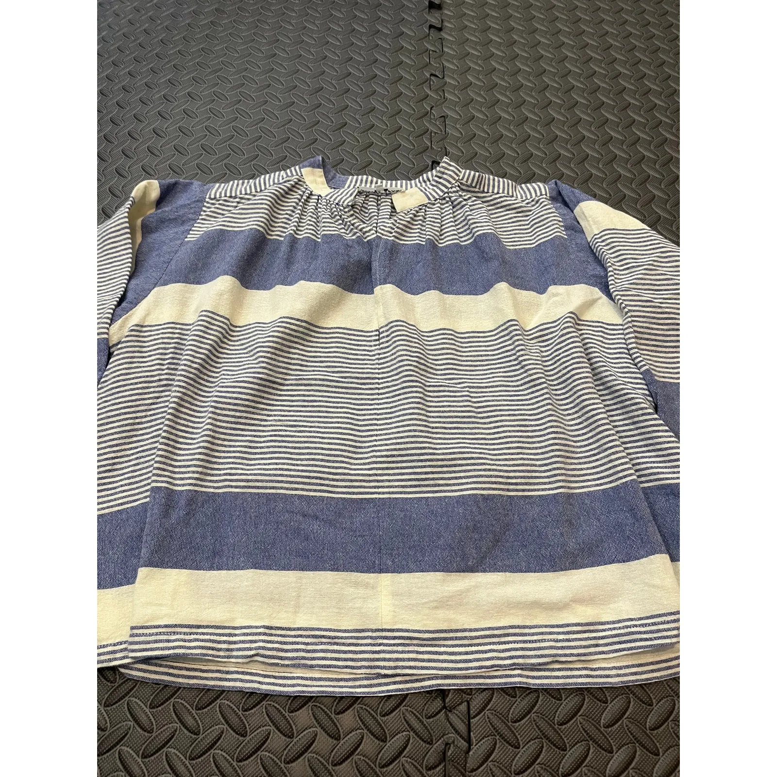 Apiece Apart Shirred Agata Top Cote‎ Stripe Navy Blouse Womens Size 4 - Image 3