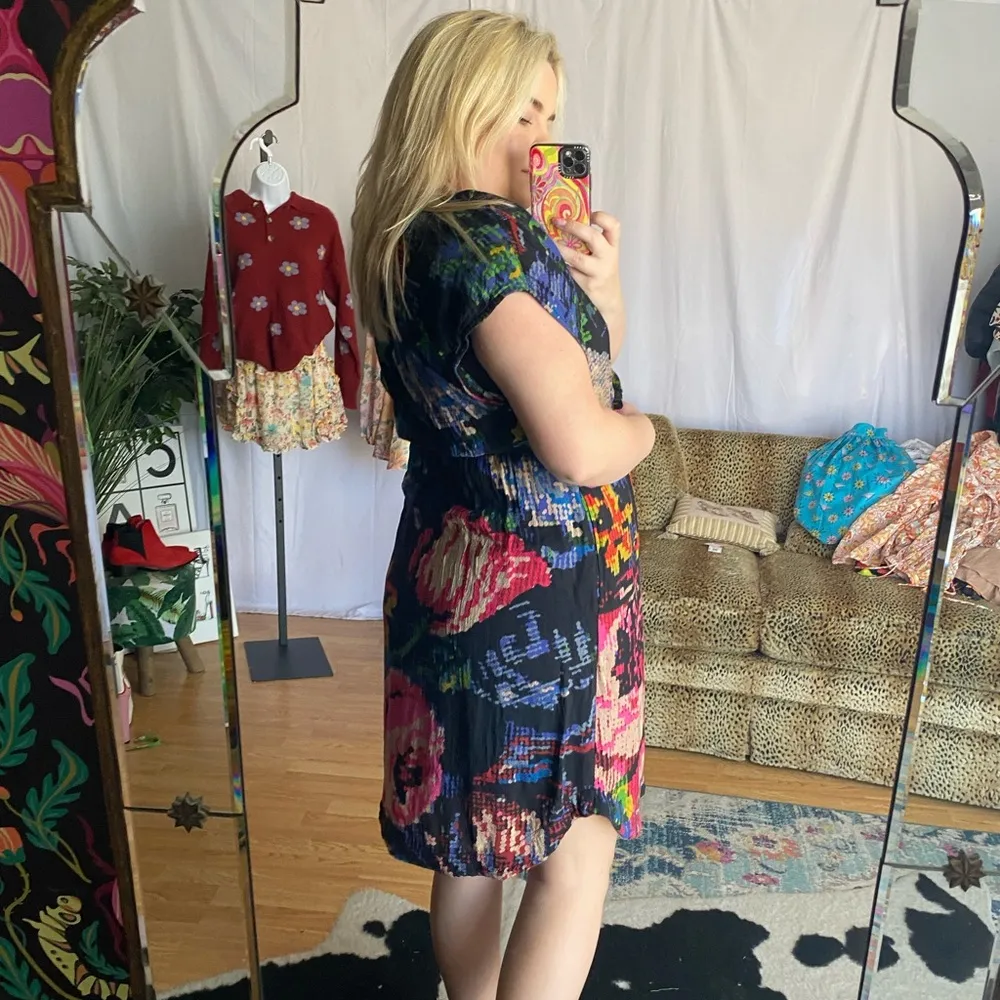 anthropologie black floral print midi dress - Image 76