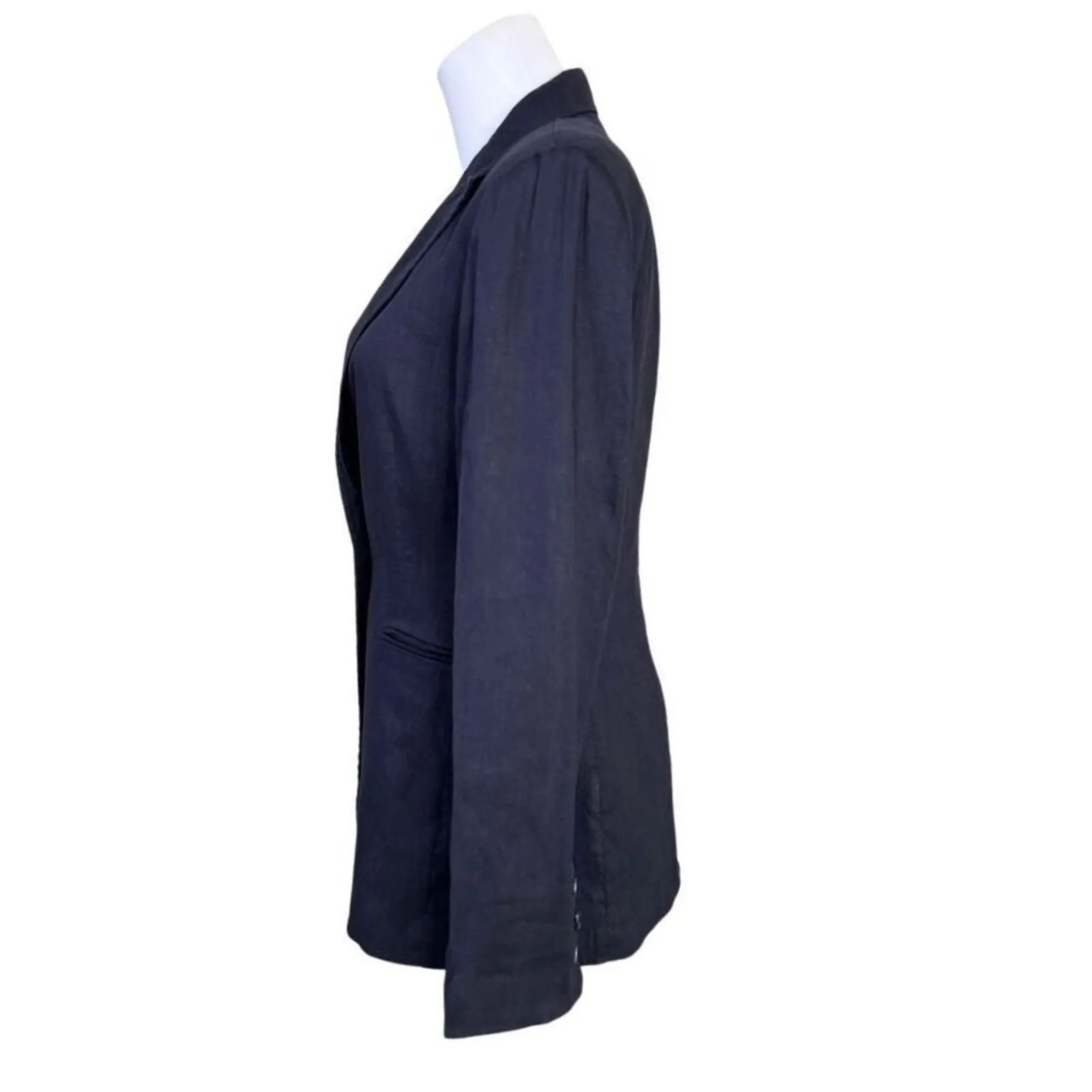 Antonio Melani Single Breasted Linen Navy Blue Blazer Jacket 4 Designer Corpcore - Image 4