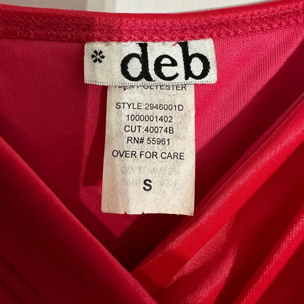 Deb Red Pleated Rhinestone Strap Cocktail Dress Vintage Y2K Size Small Party - Image 2