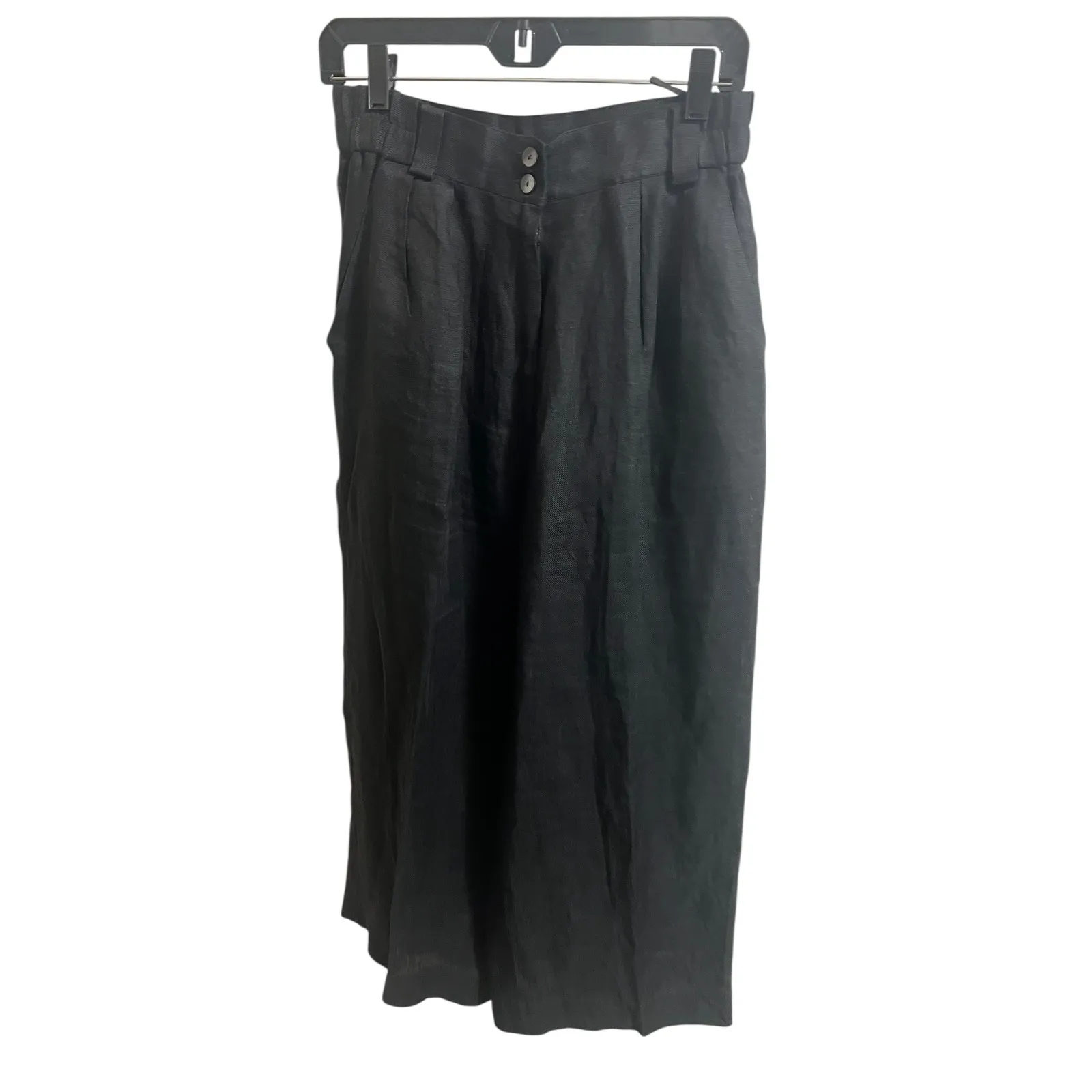 Romani Linen Blend Jacket Wide Leg Pants Set Women Size 11 Black Cocktail Party - Image 7