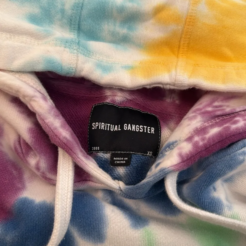 SPIRITUAL GANGSTER x PELOTON Tie Dye Hoodie Women's Relaxed Fit Pullover XS - Image 3