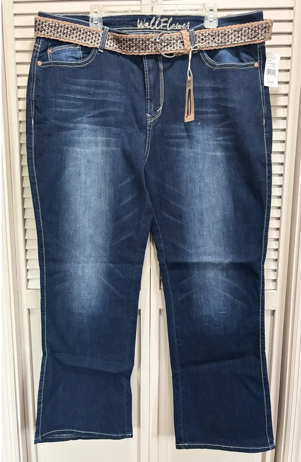 Wallflower Legendary Fit Bootcut High Rise Dark Wash Jeans Size 22 Embroidered Blue - Image 1