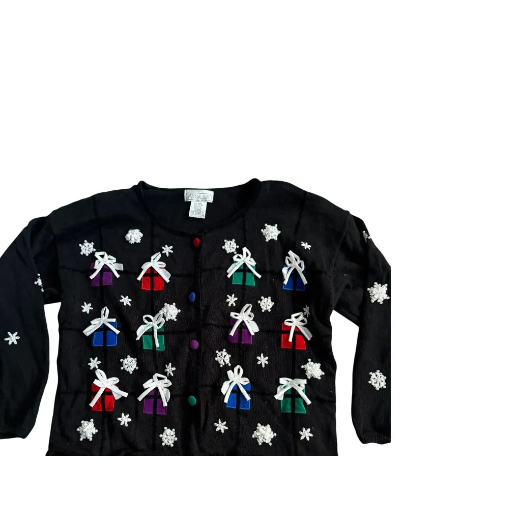 MANDAL BAY Black Gift Box Ugly Sweater Cardigan Sweater Size XXL - Image 2