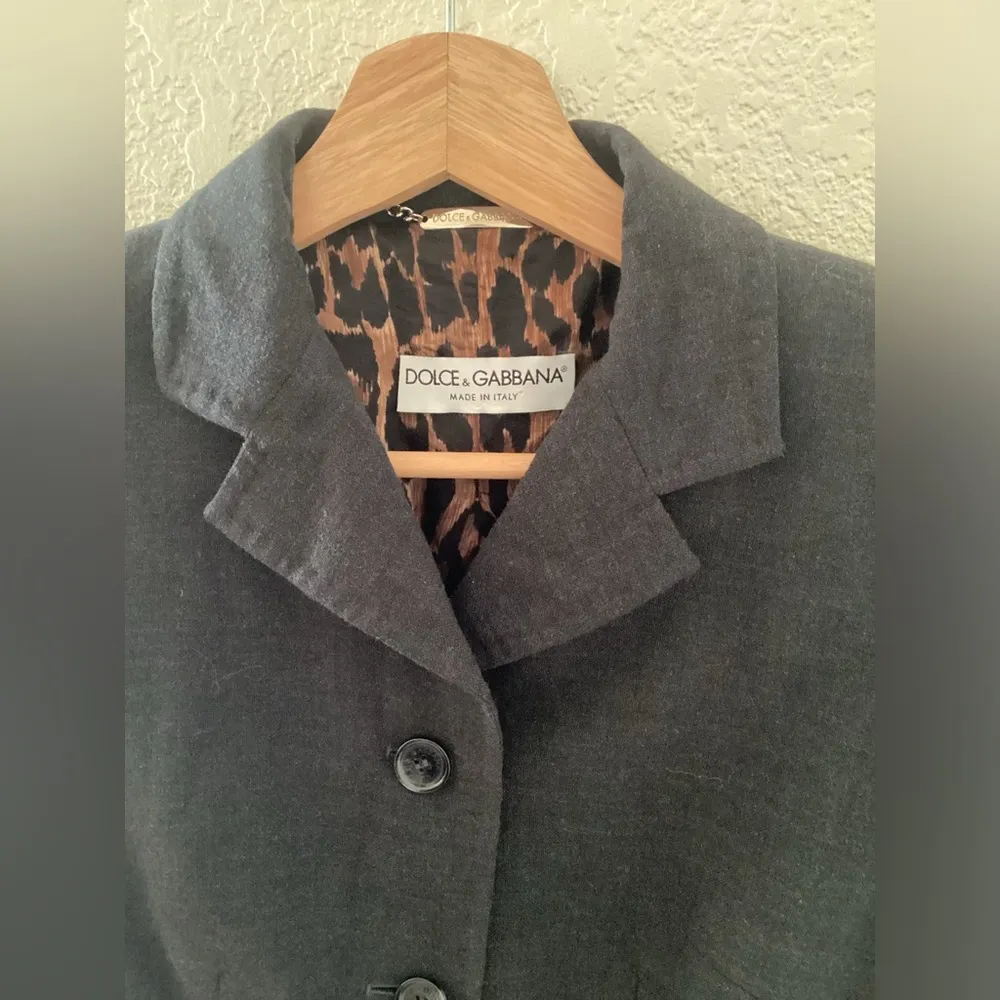 Vintage Y2K Dolce & Gabbana Dark Gray Virgin Wool Long Blazer / Mini Dress - Image 3