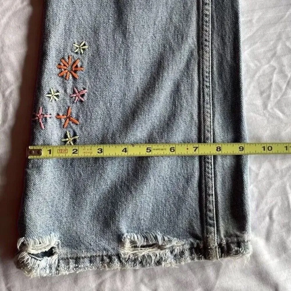 Vintage Hollister Jeans Women's Denim Flared Bell Bootcut Colorful Flower Sz 7 - Image 14