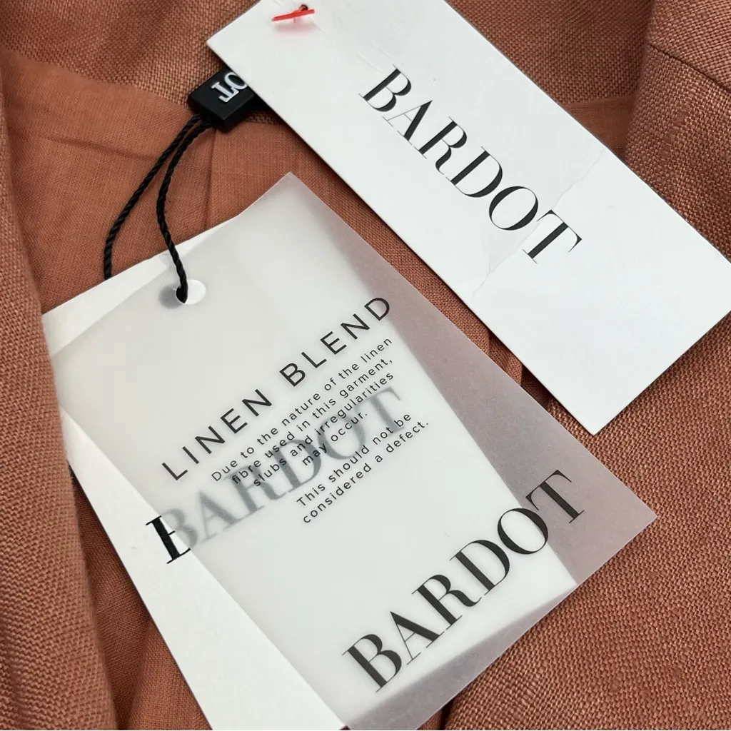 Bardot 100% Linen Oversized Blazer Terracotta Long Sleeve Womens SZ US 10 XL NEW - Image 4