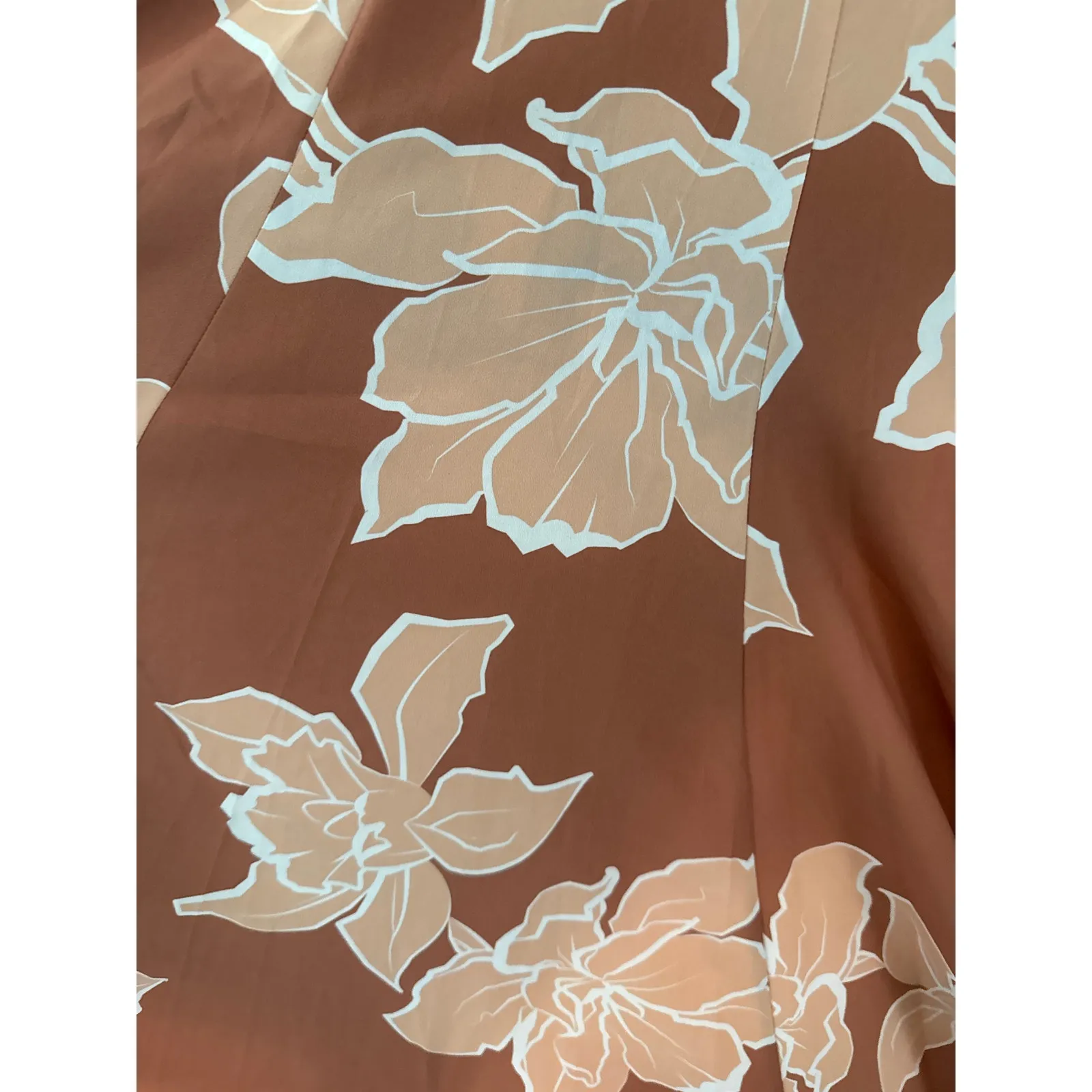 Hutch V Neck Sleeveless Full Wrap Dress Taupe Florals Size Medium Petite - Image 7