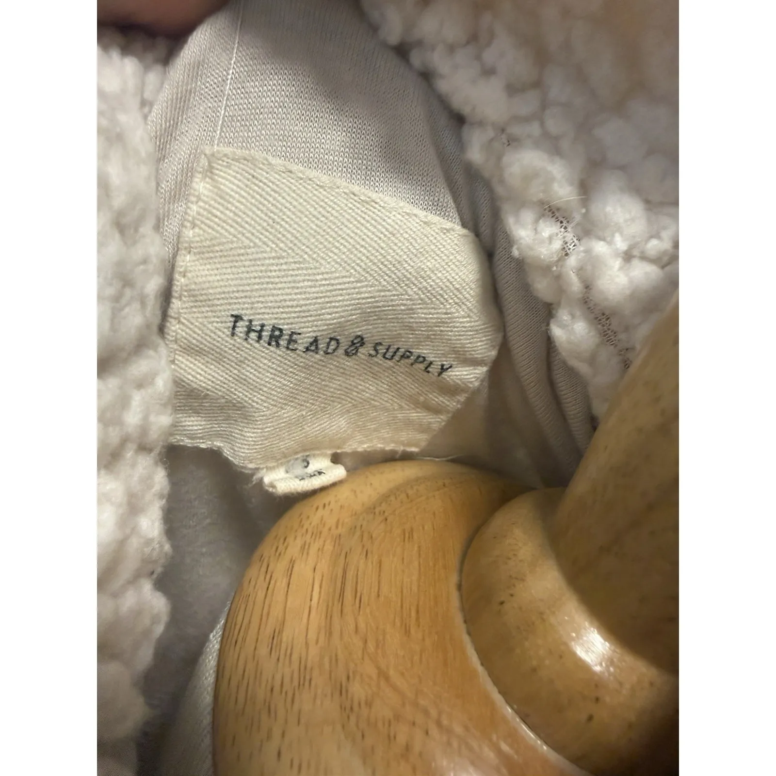Thread And Supply cream colored fuzzy 6 snaps jacket Size Medium - Image 3