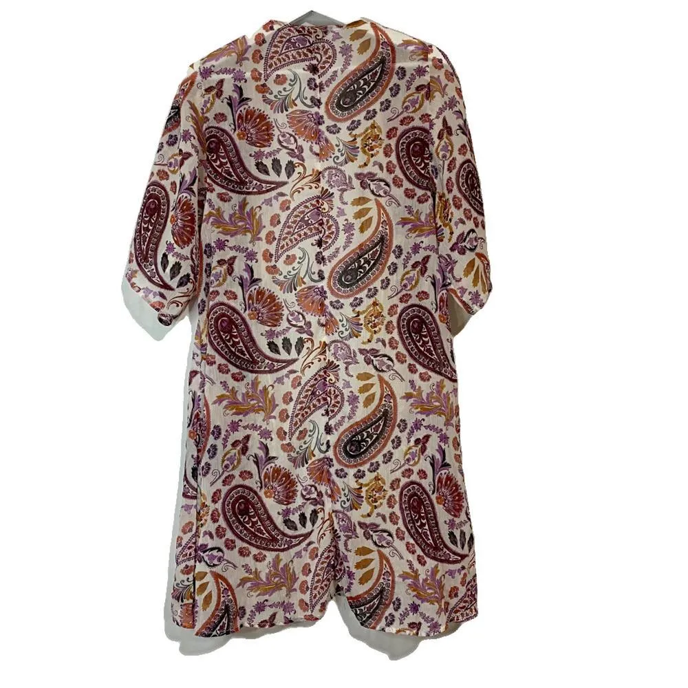 American Eagle Outfittters Women's Kimono Coverup White Paisley Size S/XS EUC - Image 7