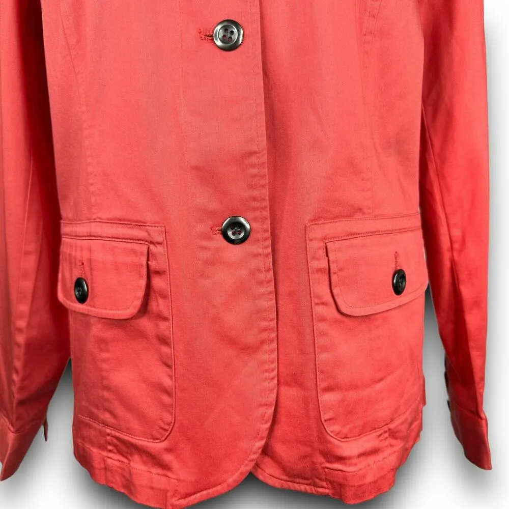 Additions by Chicos Lightweight Jacket Button Front Spring Coral Color Size 12 - Image 3