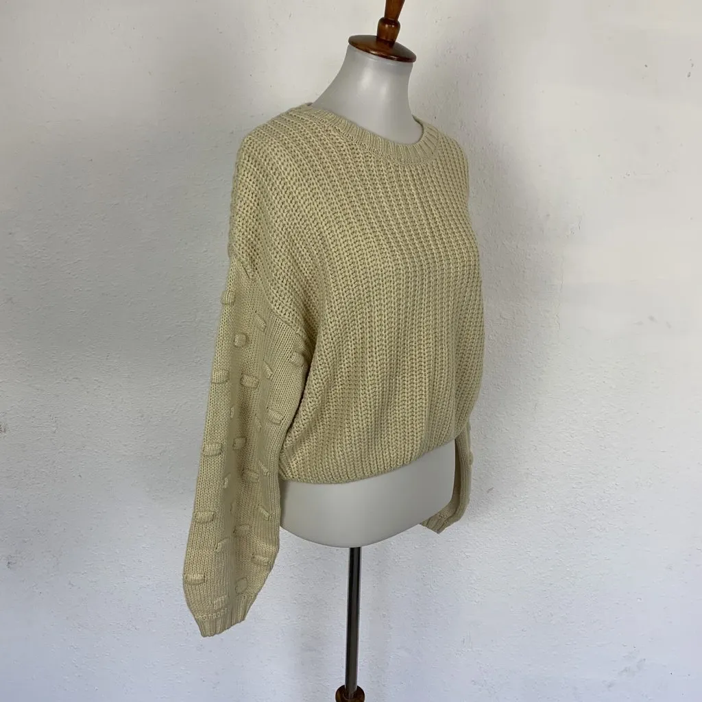 Moon Madison Beige‎ Chunky Knit Sweater Large Cozy Long Sleeve Soft Pullover - Image 4