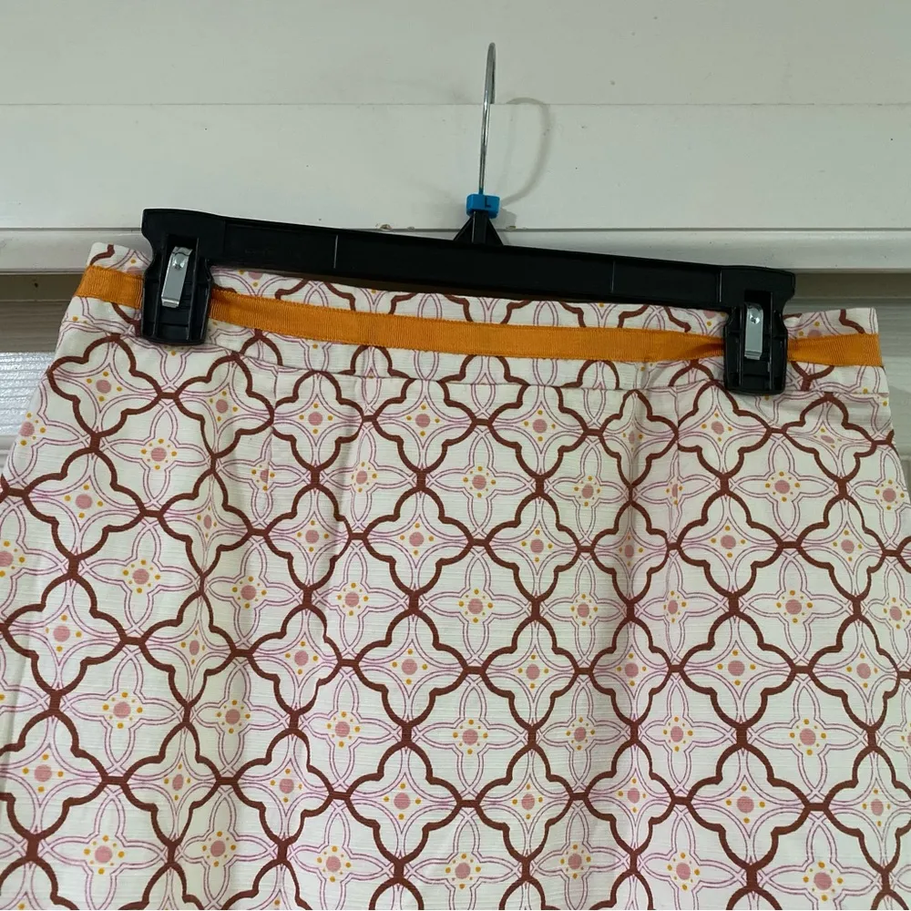 Boden High Waist Modern Boho Print Pencil Skirt Petite Size 8P Brown - Image 4