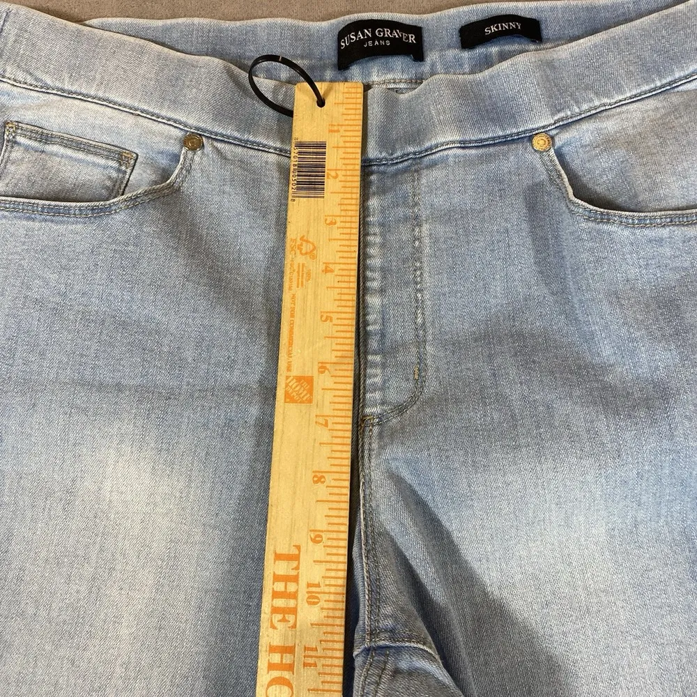 Susan Graver Jeans 16 Petite Straight Leg Ankle Stretch Light Wash Denim Comfy‎ - Image 9