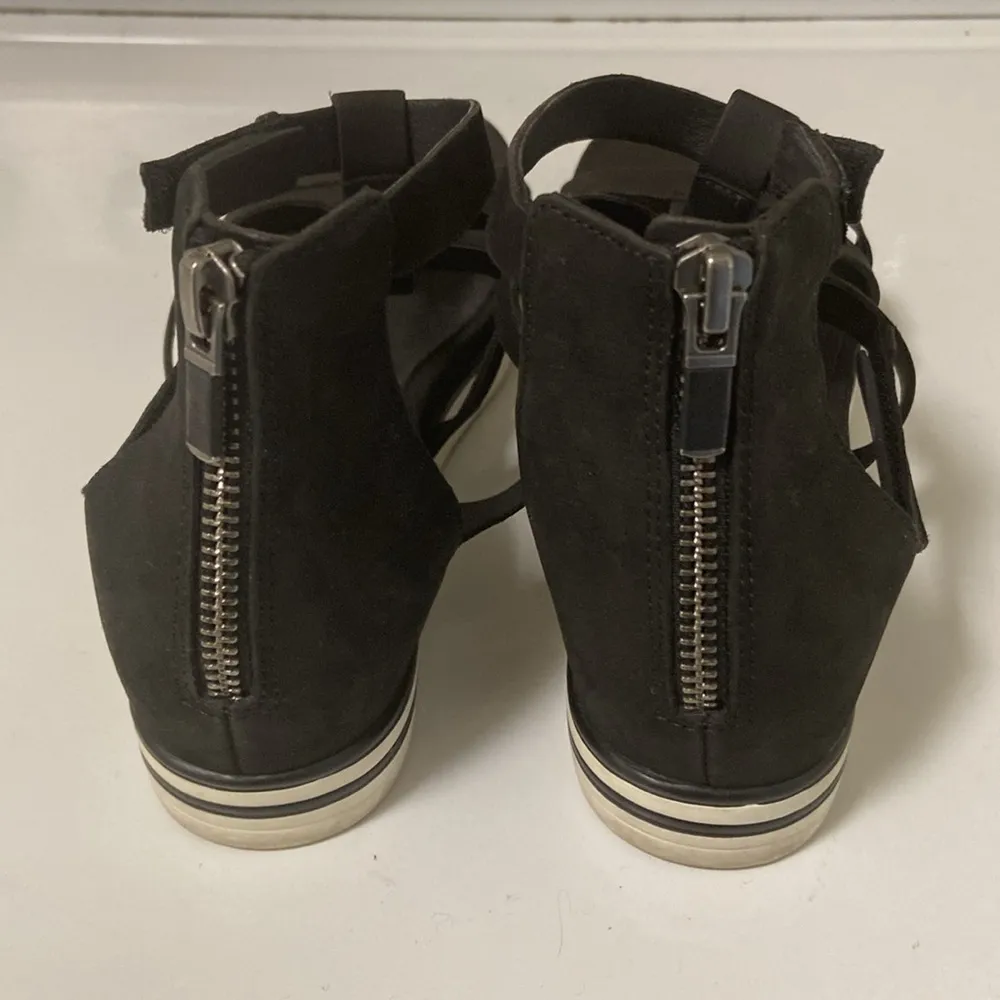 Eileen Fisher size 6 Sola tumbled black nubuck leather sandals sneaker back zip - Image 7