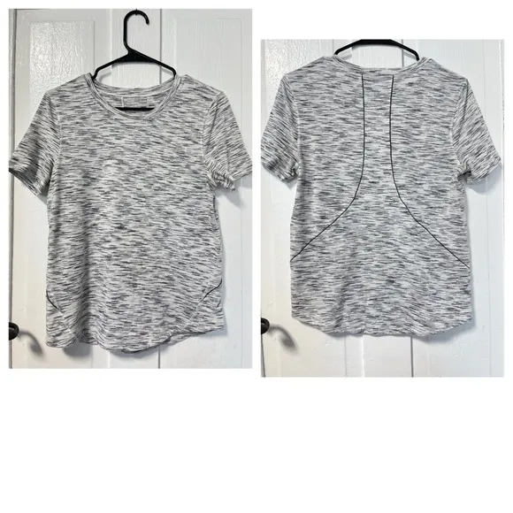 Lululemon Long Distance short sleeve tiger space dye black and white top - Image 2