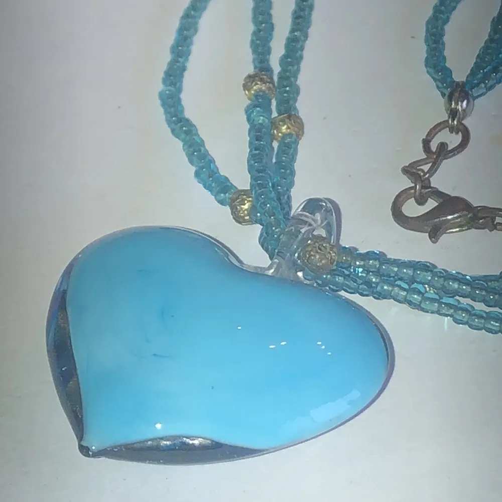 Blue Seed Bead Beaded Boho Glass Shimmer Swirl Pendant Necklace - Image 6