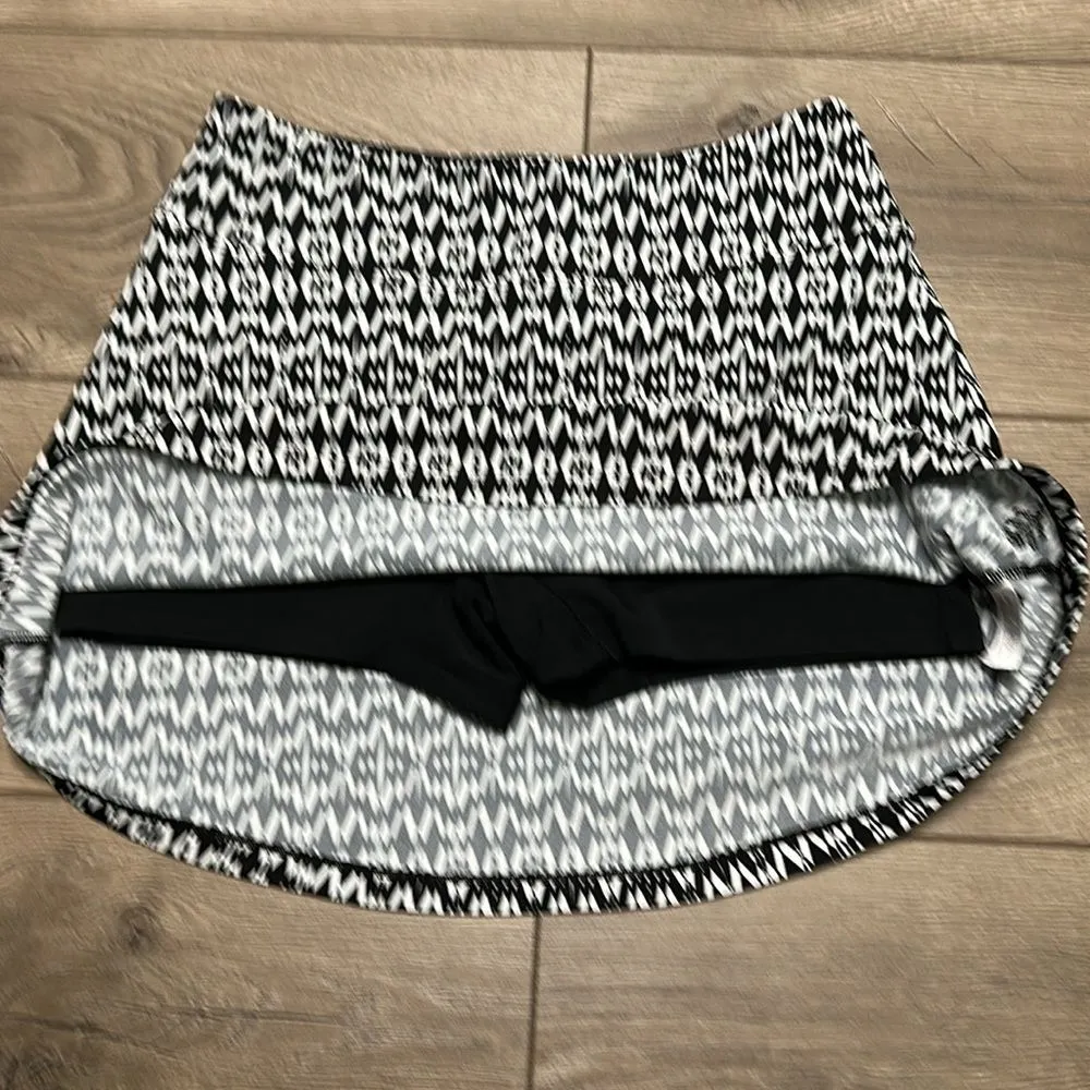 Coolibar 14” Sandbar High Rise UPF Swim Skirt Skort Black White Print Size XS‎ - Image 3