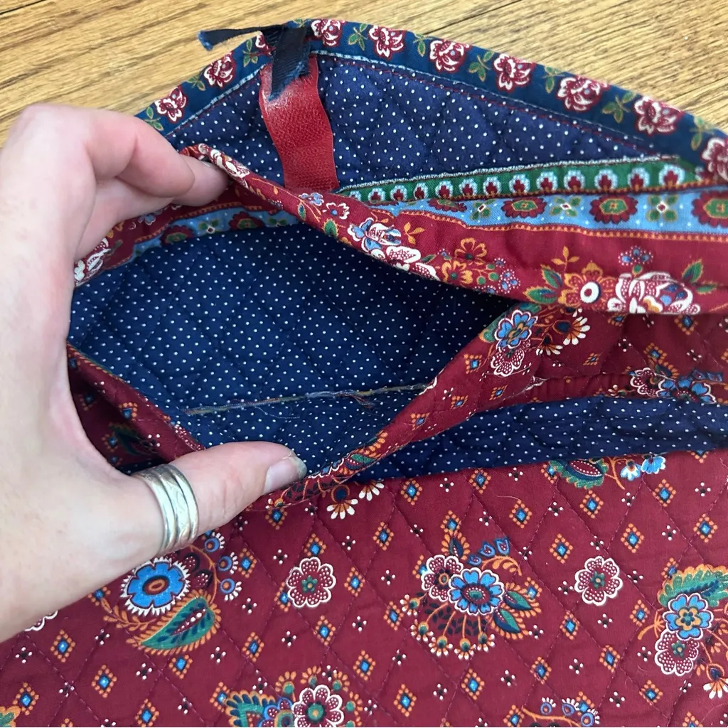 VTG Vera Bradley Red Blue Paisley Floral Providencial Foldable Cosmetic Bag - Image 4