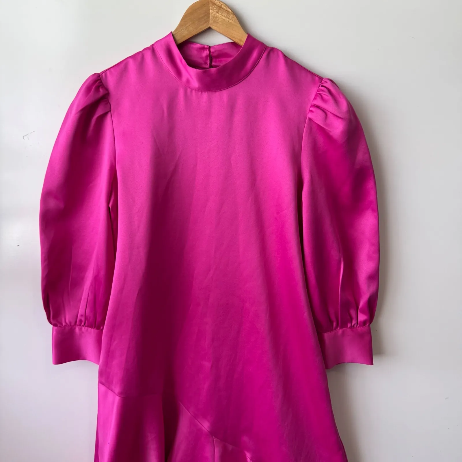 The Drop Pink Midi Dress‎ Mock Neck Puff Sleeve Party Dress S - Image 7