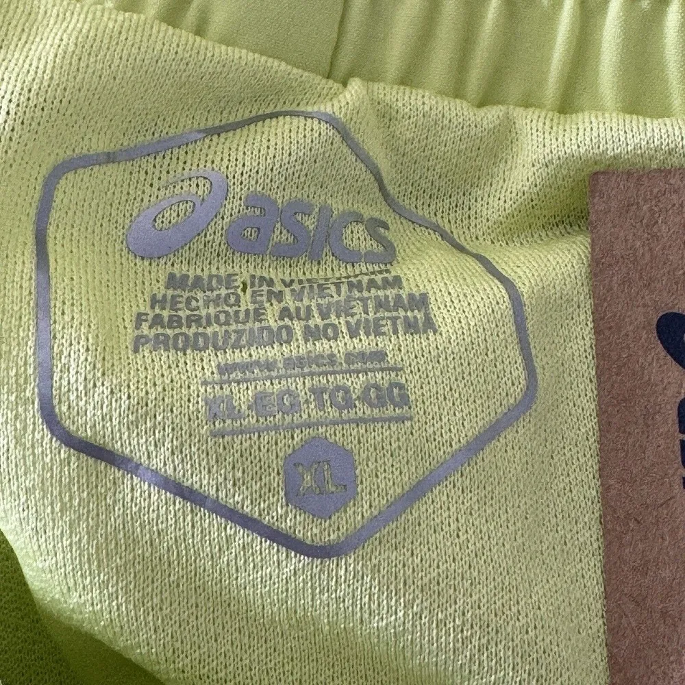 ASICS X-Large Running Shorts Elastic Waist Drawstring Lined Quick Dry Lime Green - Image 6