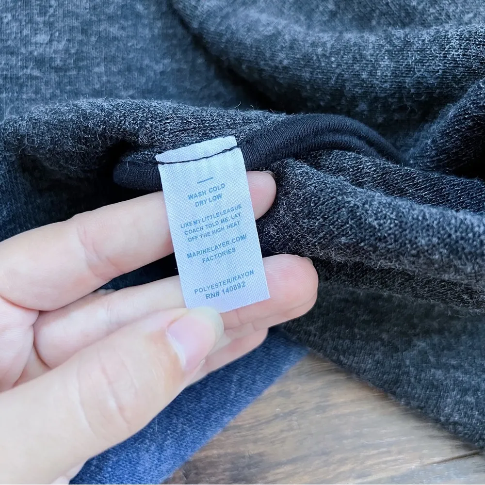 Marine Layer • Wren Hooded Coat jacket blue grey sweater knit cardigan - Image 9