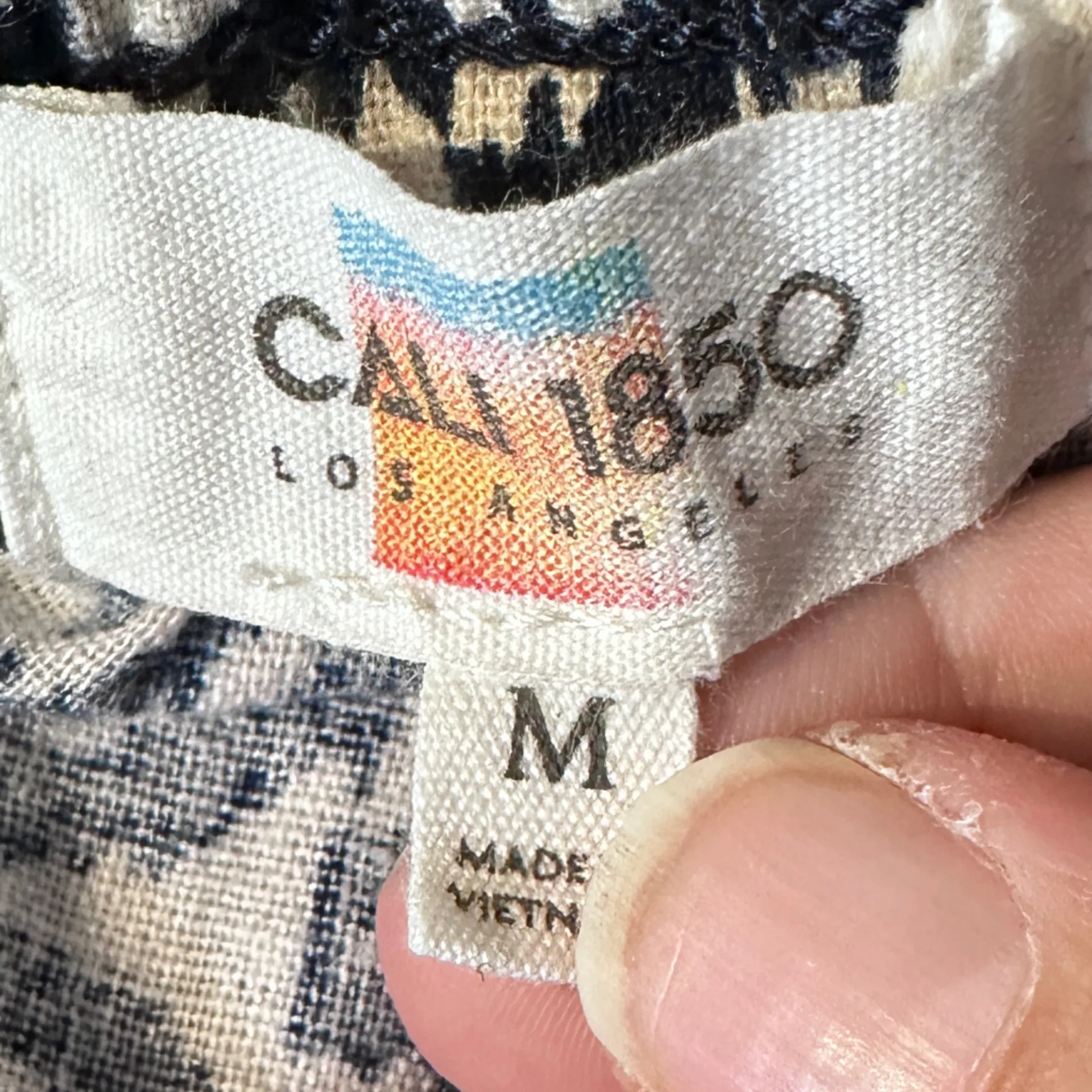 Cali 1850 Pants Size Medium Navy White Drawstring Wide Leg Linen Blend - Image 13