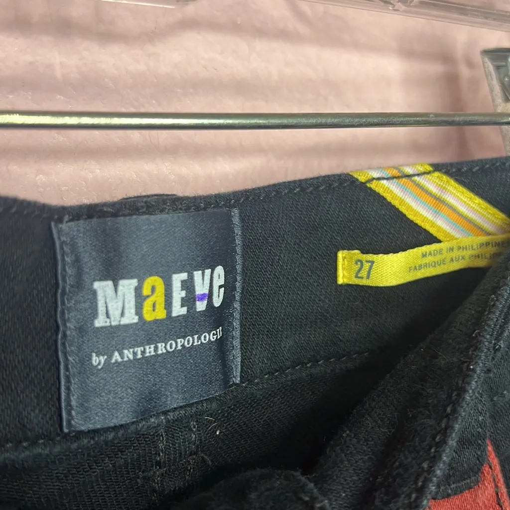 Anthropologie Maeve Colorblocked Straight Pants Dark Orange. Size 27 - Image 5