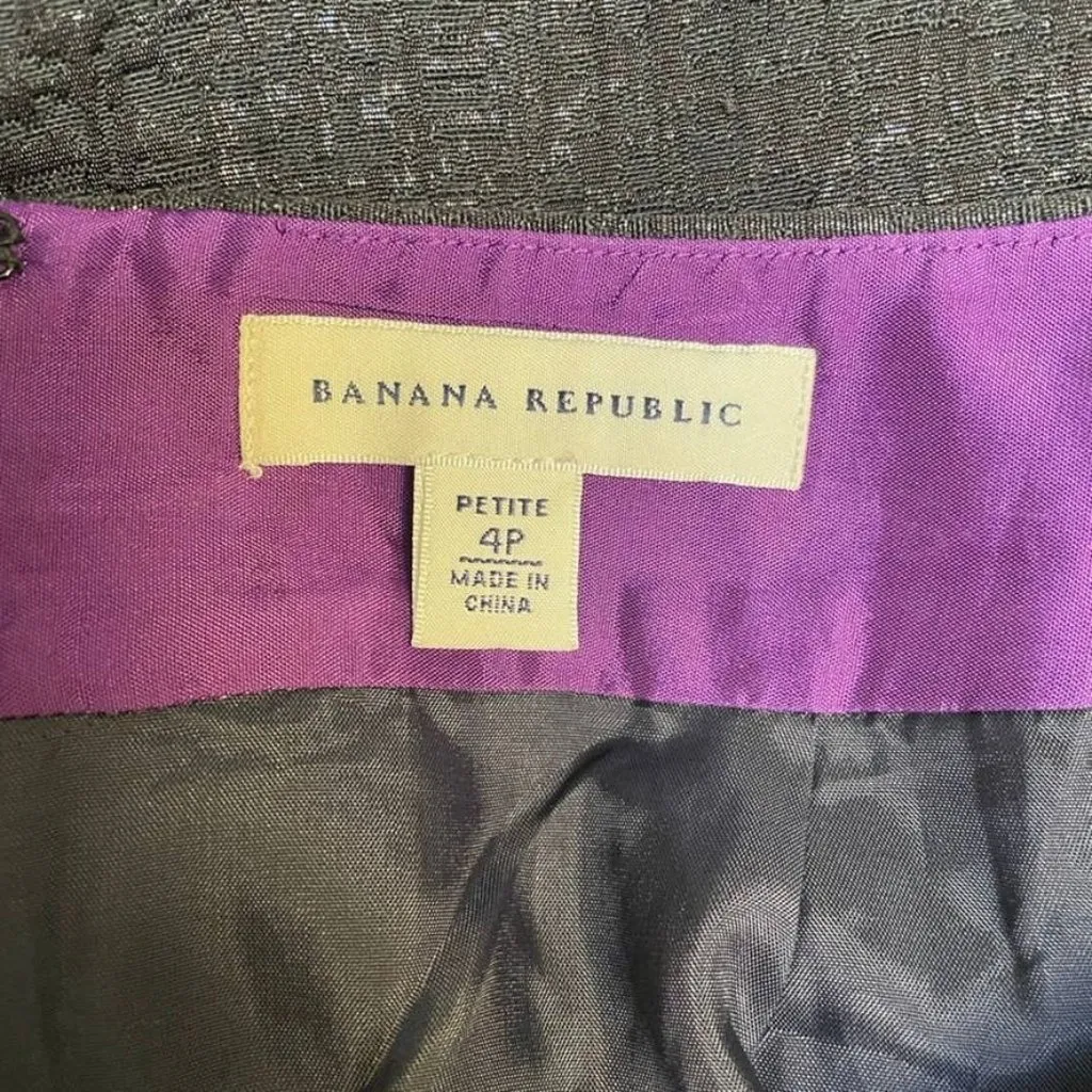 Banana Republic Skirt Womens 4 Petite Black Sparkle Pleated Front Zip Back‎ - Image 5