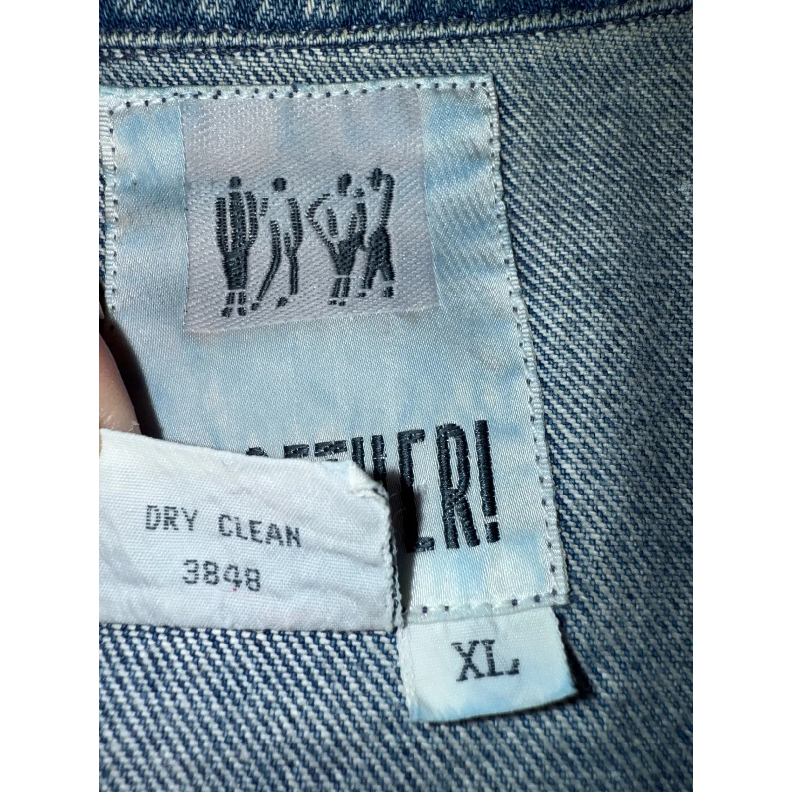 Vintage Together! Denim‎ Jacket XL Blue Lace Applique Western Style granny chic - Image 5