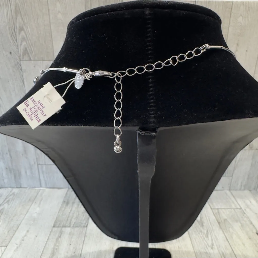 Lia Sophia Silver Tone Obsidian Style Beads Multi Chain Necklace Choker … - Image 4