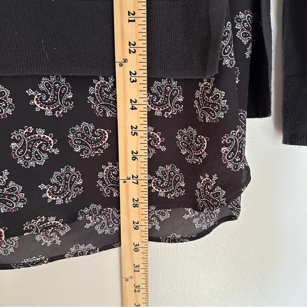 Ann Taylor Loft Black Paisley Two-in-One Long Sleeve Sweater Womens Size XS - Image 6