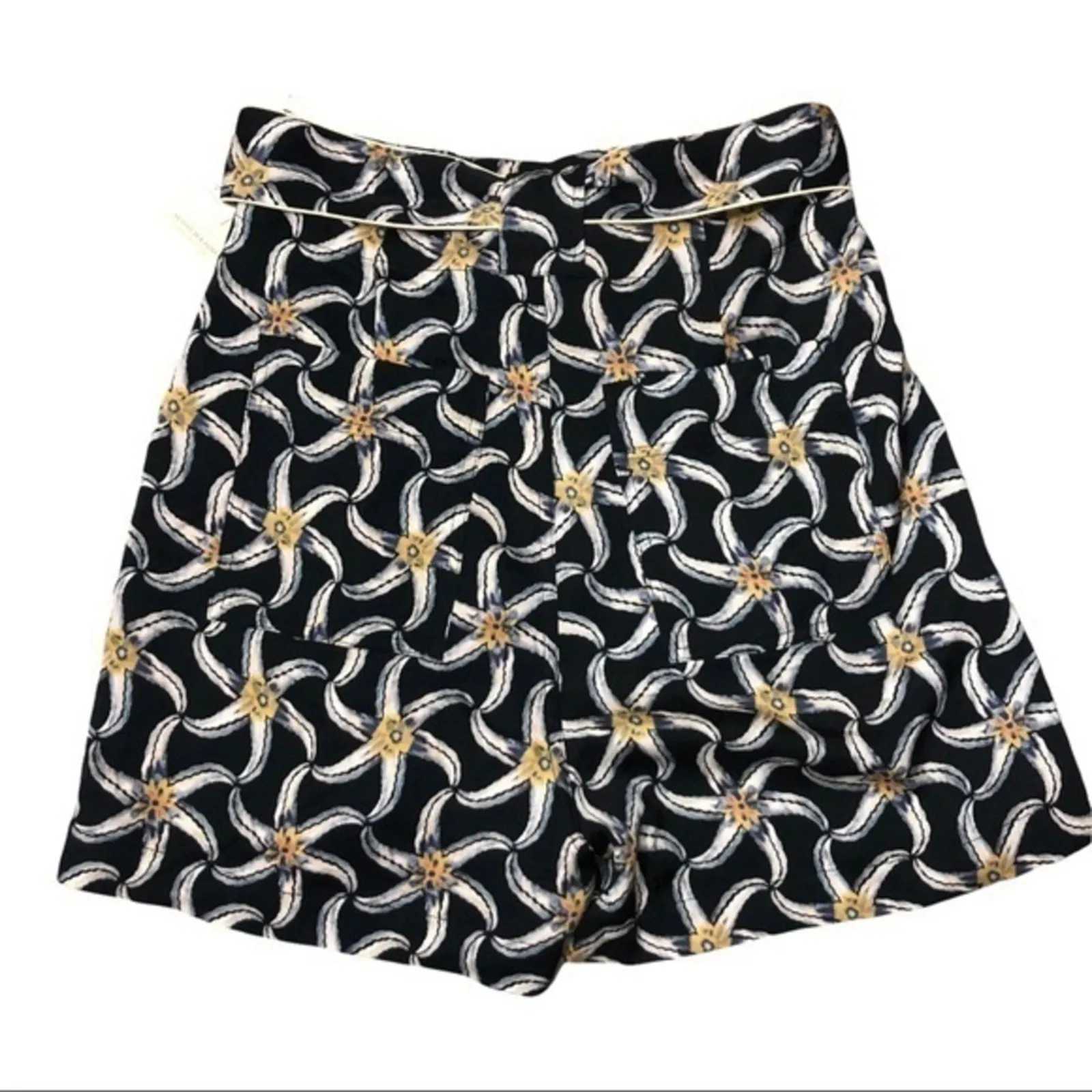 Scotch & Soda Black Starfish Sun Ray Printed Belted Shorts XS NWT - Image 4