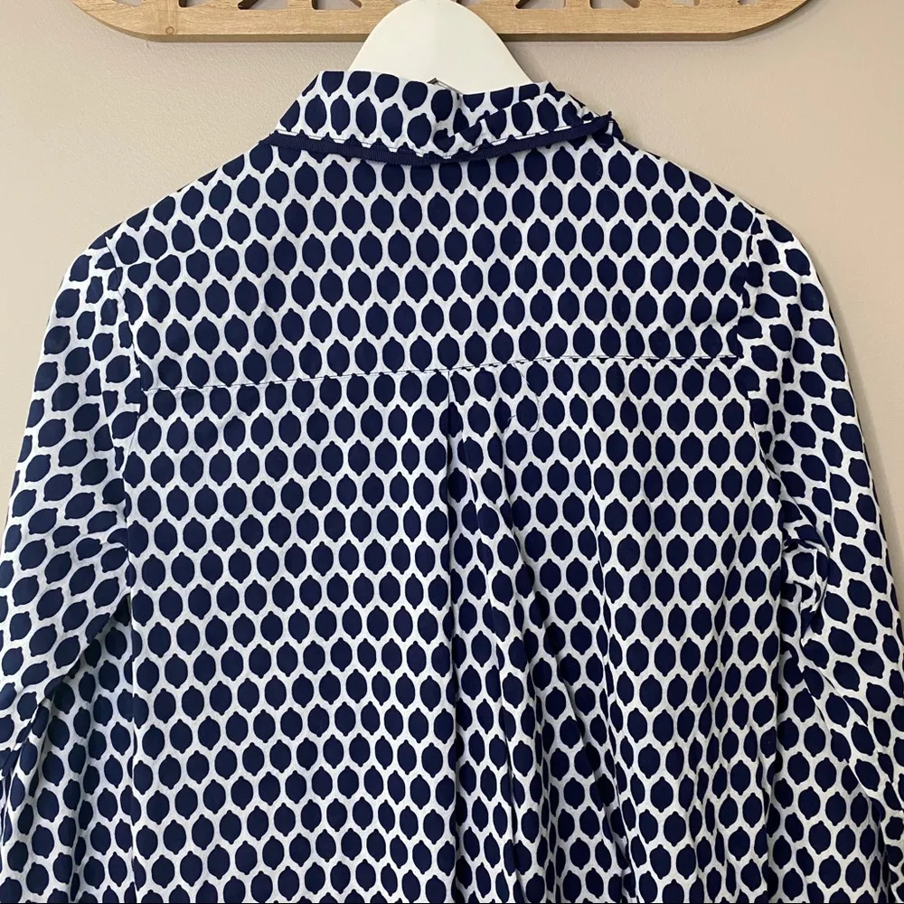 Kate Spade Pajama Button Down Top Blue Sz Small - Image 9