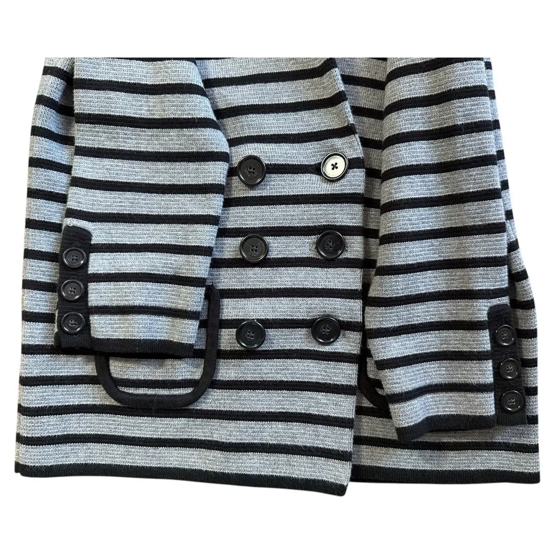 LOFT XS Petite striped double-breasted knit jacket gray black stripe blazer - Image 6