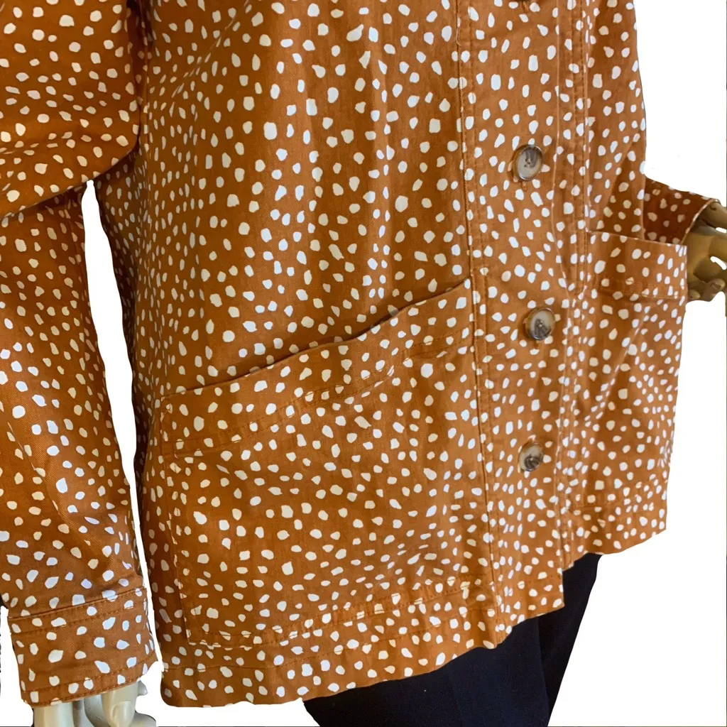 LOFT OUTLET BROWN & WHITE LEOPARD DOTS  COTTON JACKET (M) - Image 9