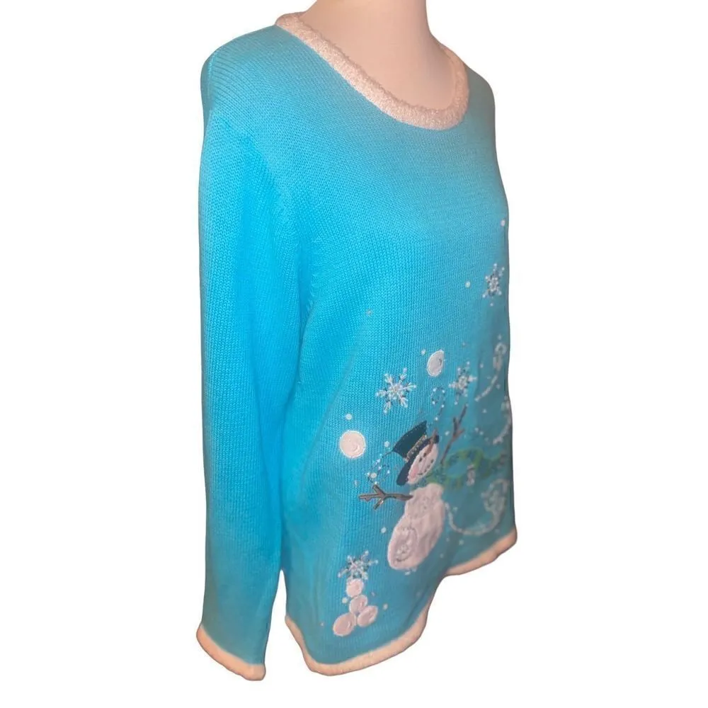 The Quacker Factory Blue Long Sleeve Light Up Long Sleeve Sweater Size - Image 5