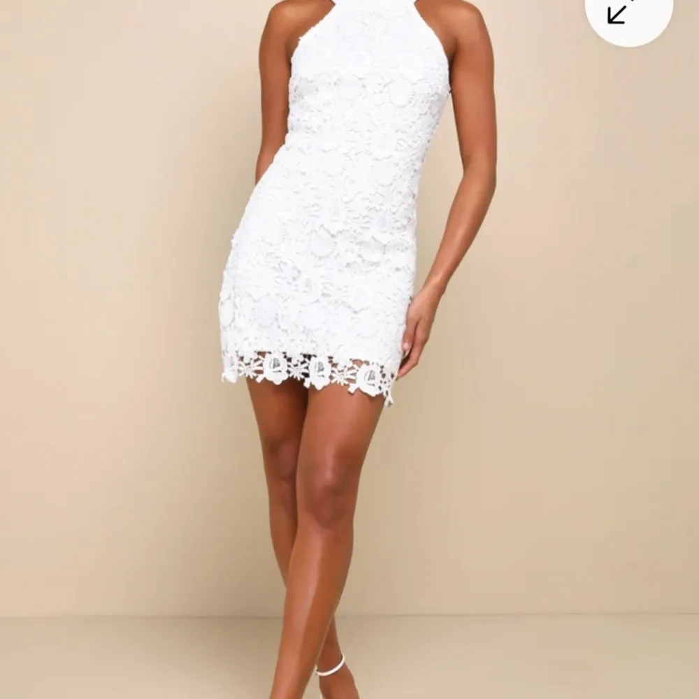 Lulu's Ivory Floral Lace Mini halter Dress lined Coastal Cowgirl Bride Size M - Image 12